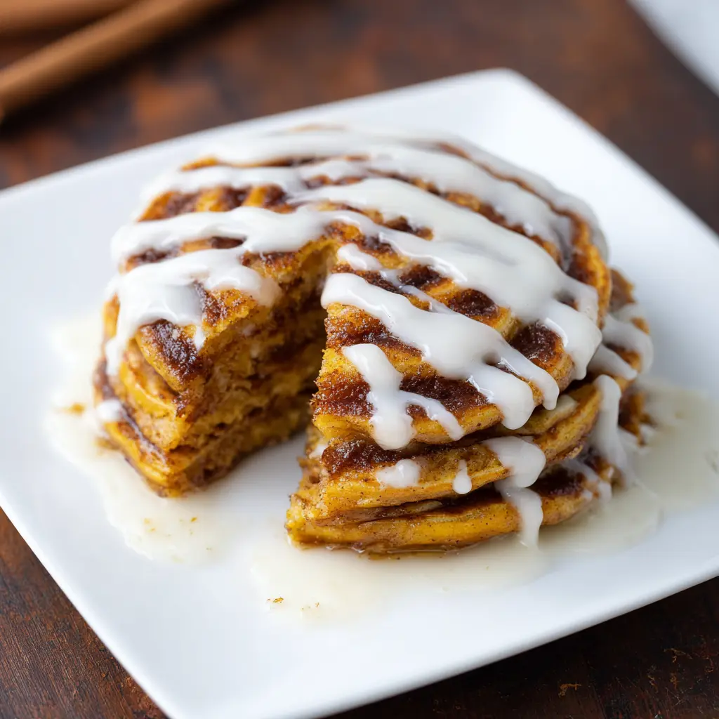 Pumpkin Cinnamon Roll Pancakes Recipe