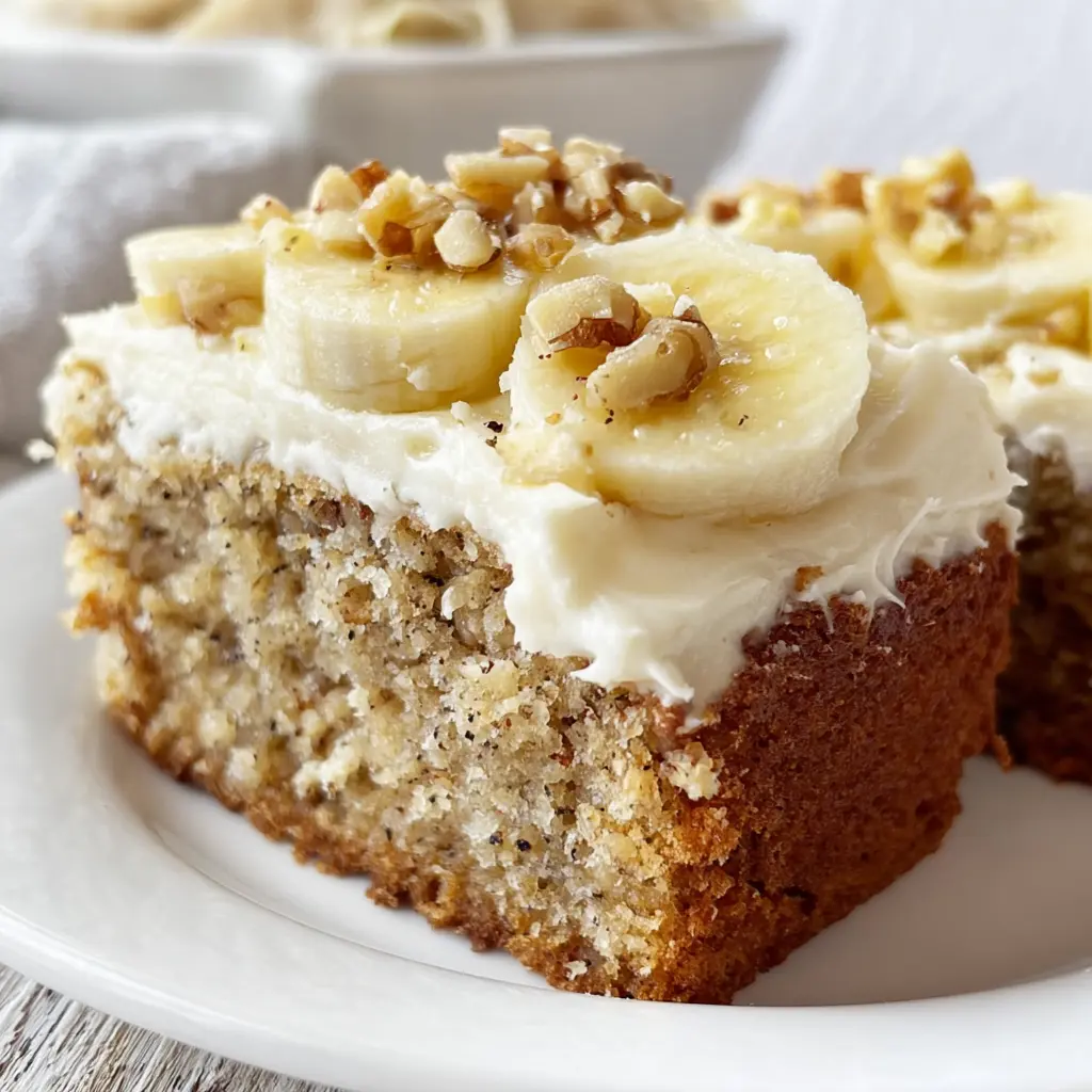 Banana Bread Cake topped with the fluffiest cream cheese frosting
