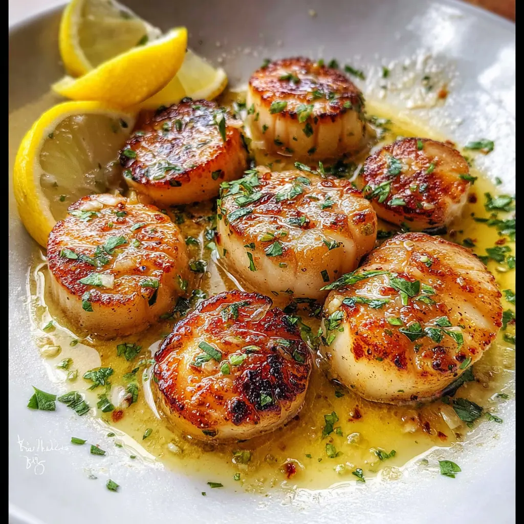 Crispy Lemon Garlic Butter Scallops