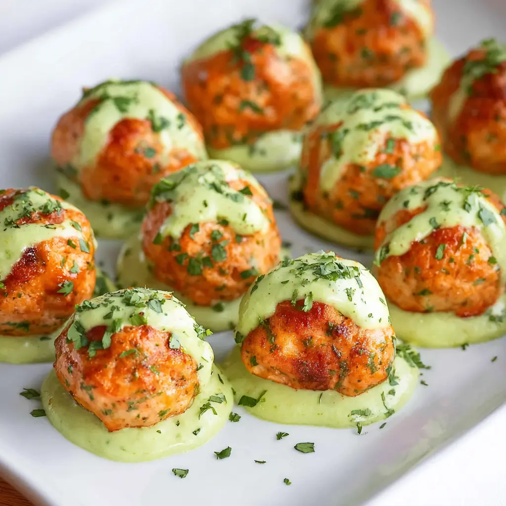 Salmon Meatballs with Creamy Avocado Sauce