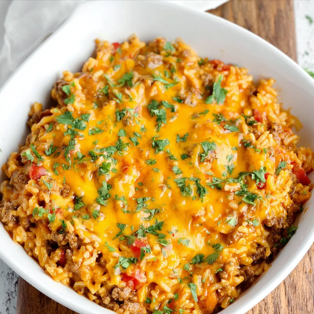 cheesy taco beef and rice Recipe