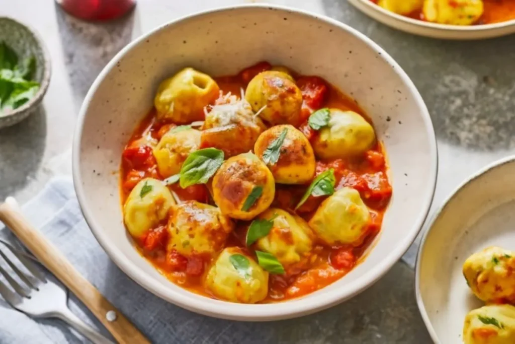 Slow Cooker Tuscan Chicken Meatballs with Gnocchi