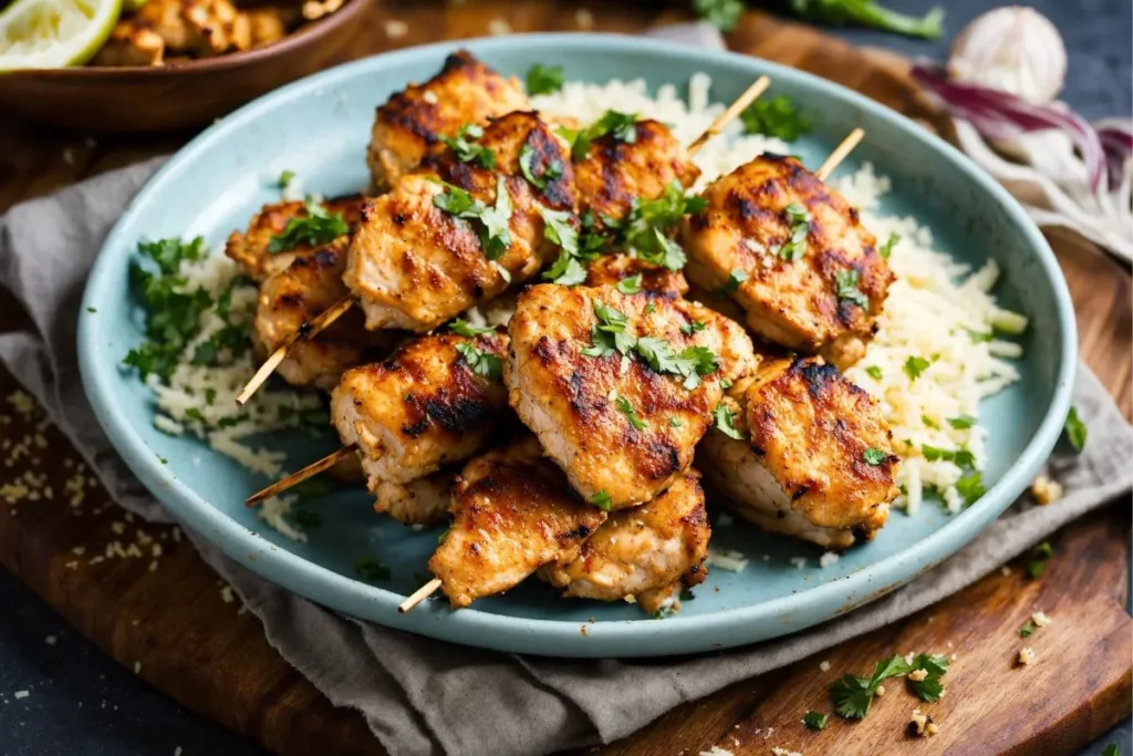 Garlic Parmesan Chicken Skewers