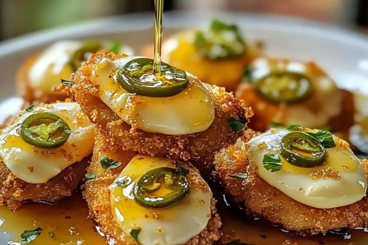 Fried Jalapeños with Brie and Honey Drizzle