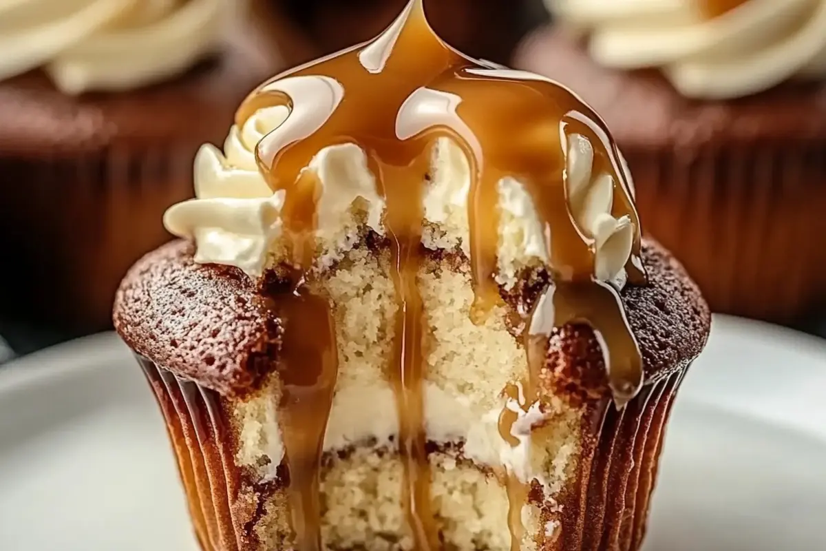 Gooey Salted Caramel Cupcakes Recipe