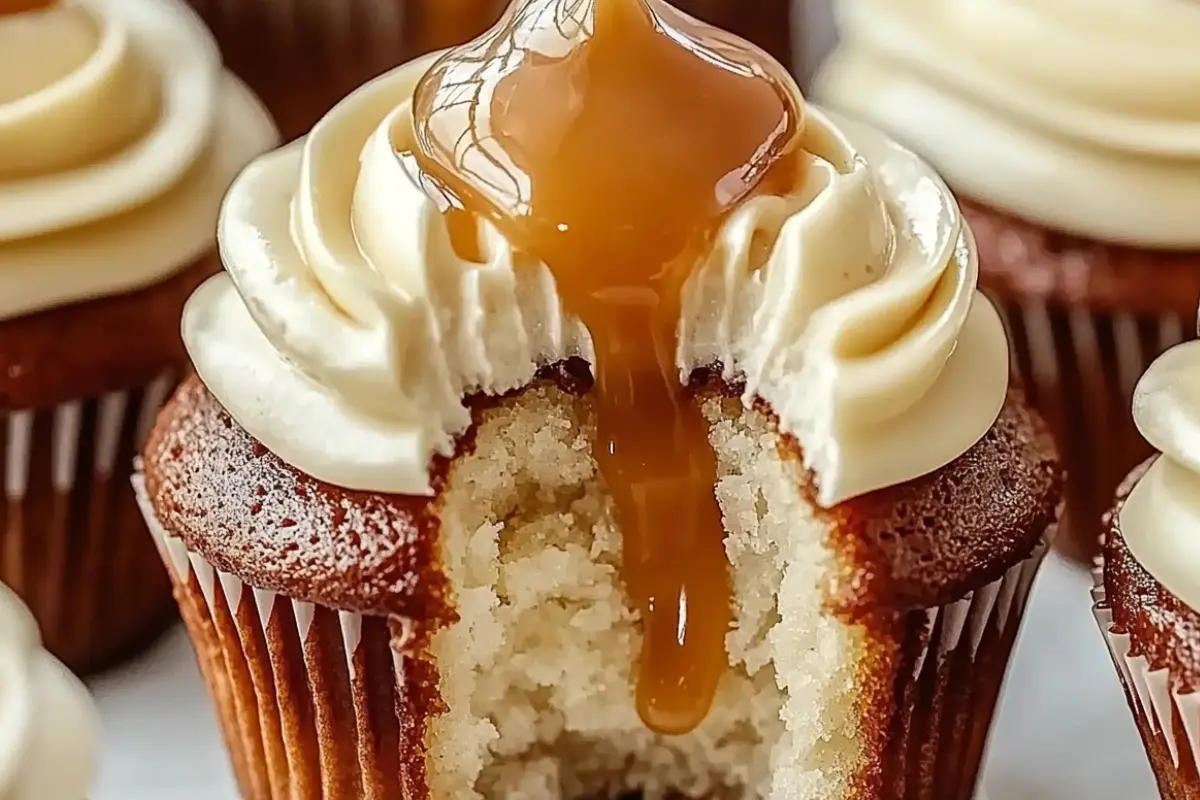 Gooey Salted Caramel Cupcakes