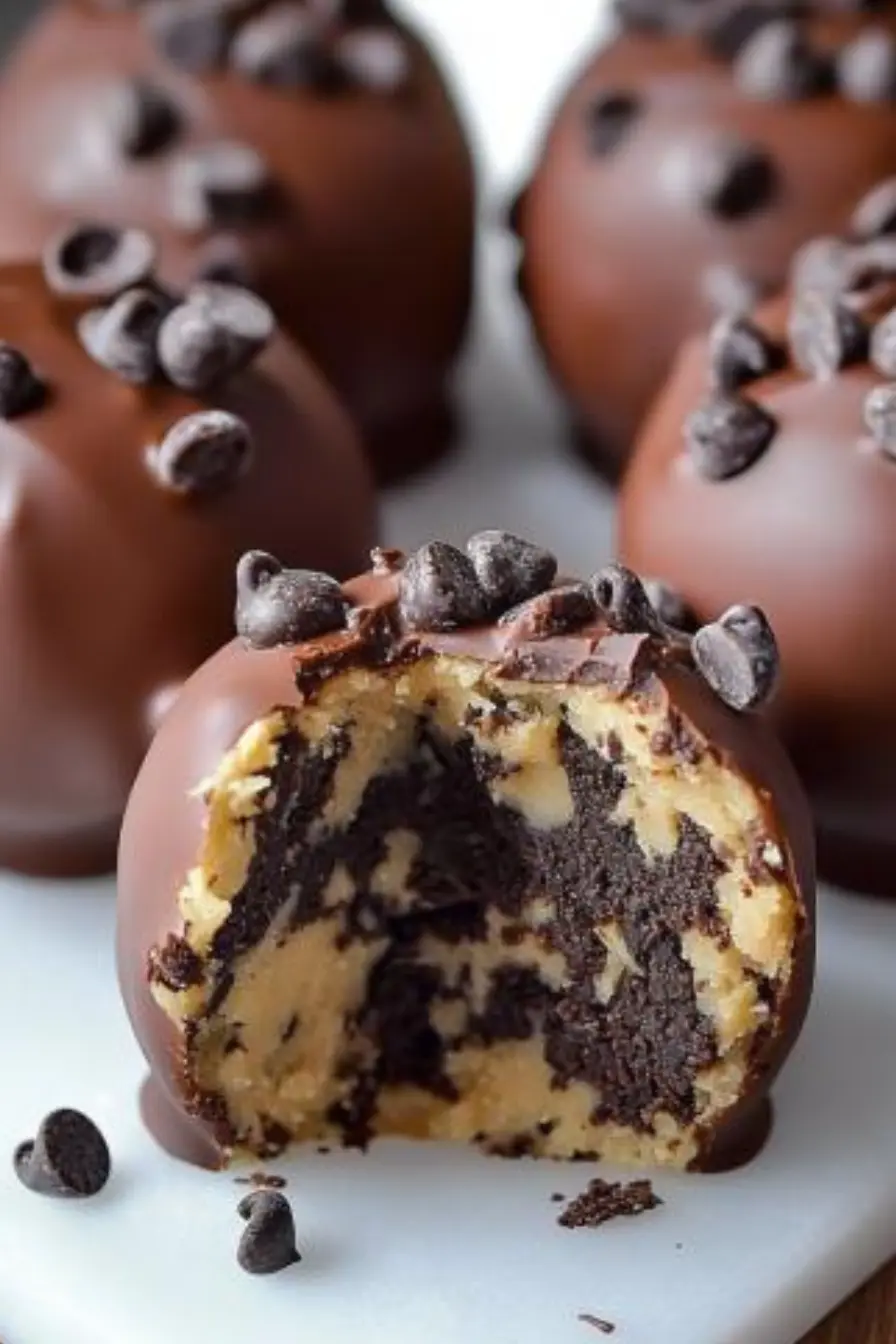 No-Bake Chocolate Chip Cookie Dough Brownie Bombs