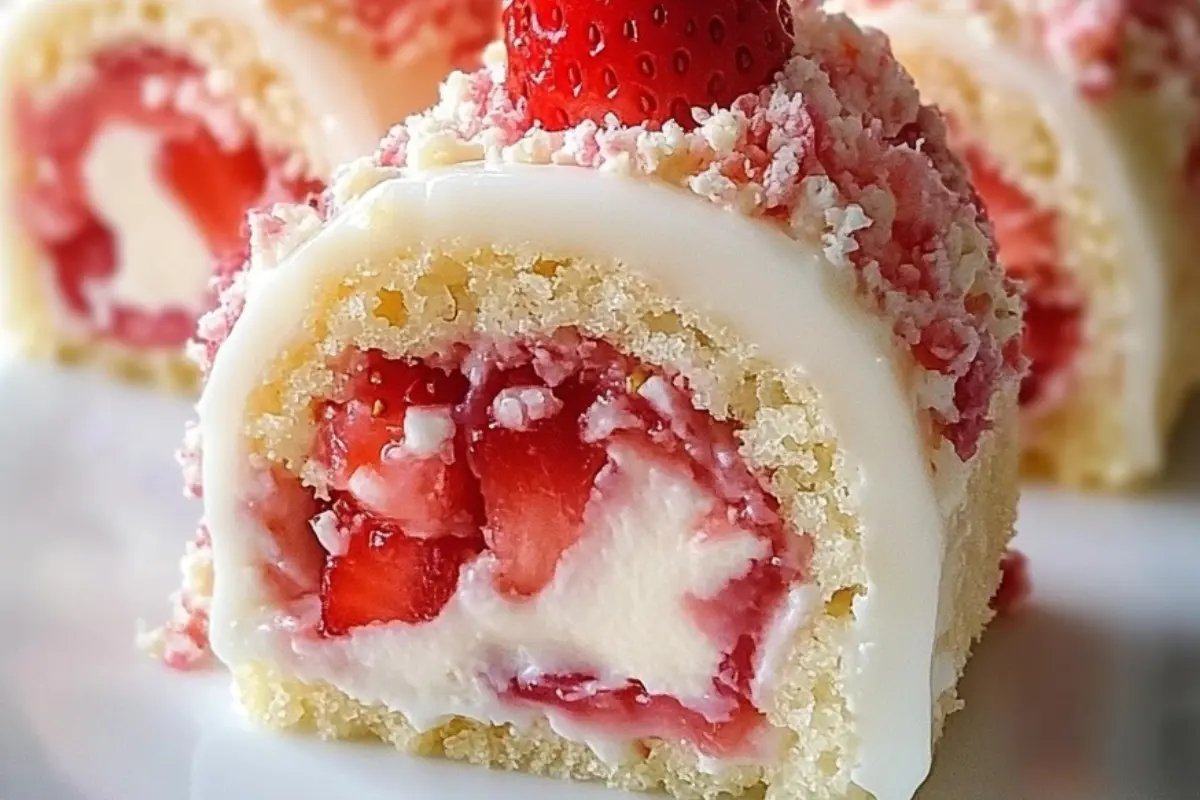 Strawberry Shortcake Cheesecake Dessert Sushi Rolls