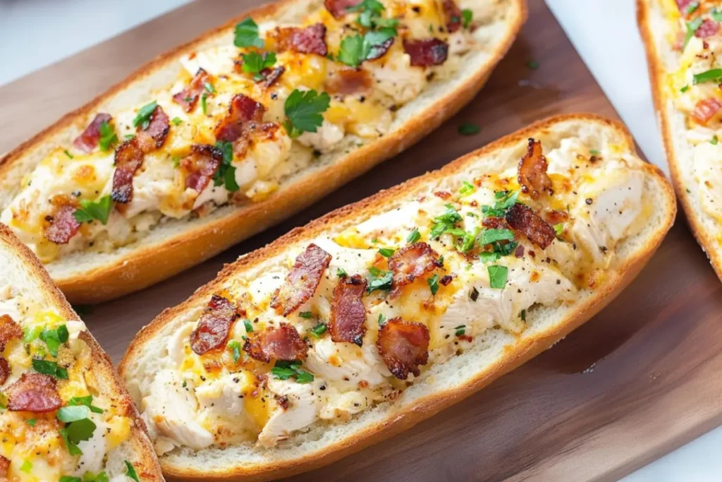 Bacon Chicken Ranch Stuffed Garlic Bread