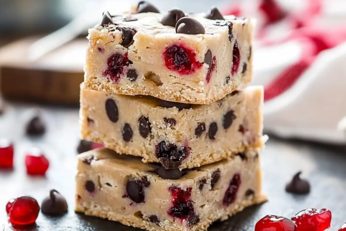 Chocolate Chip Maraschino Cherry Shortbread Bars