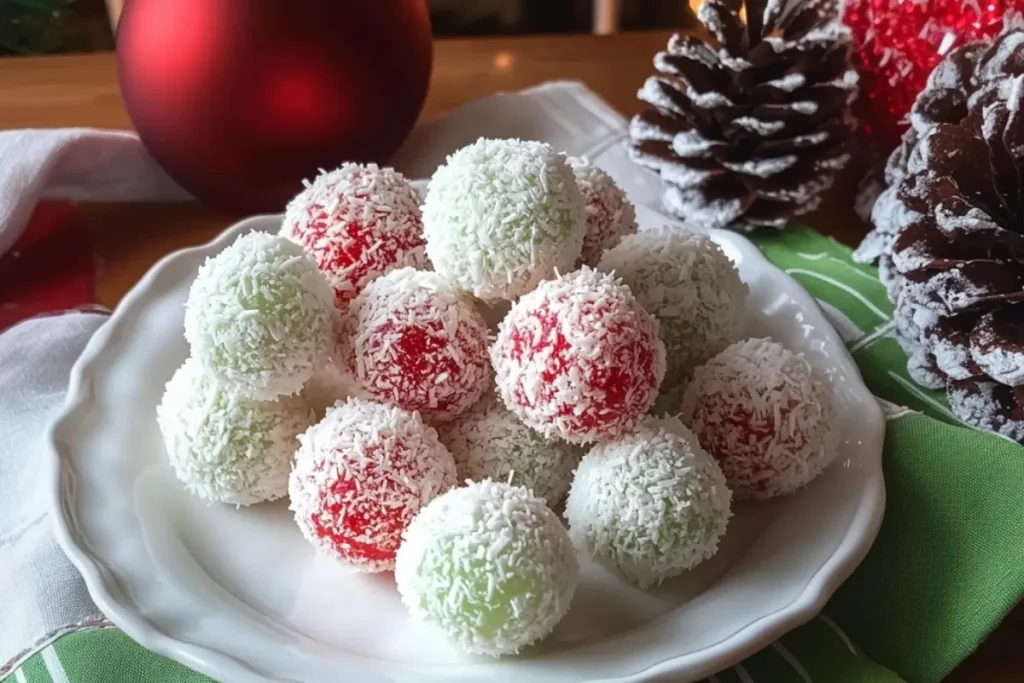 Christmas Coconut Jell-O Balls