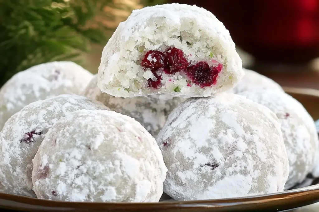 Cranberry Lime Snowball Cookies