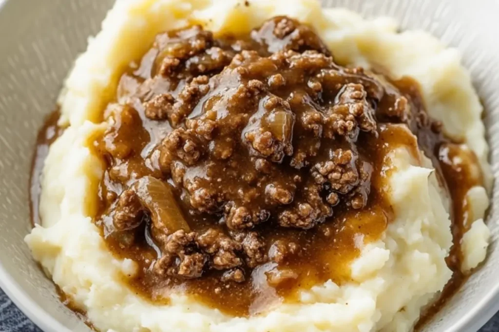 Ground Beef Gravy with Mashed Potatoes