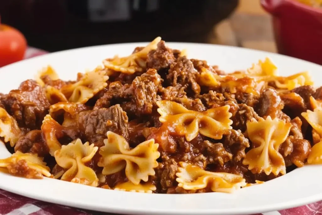 Instant Pot Beef and Bowtie Pasta