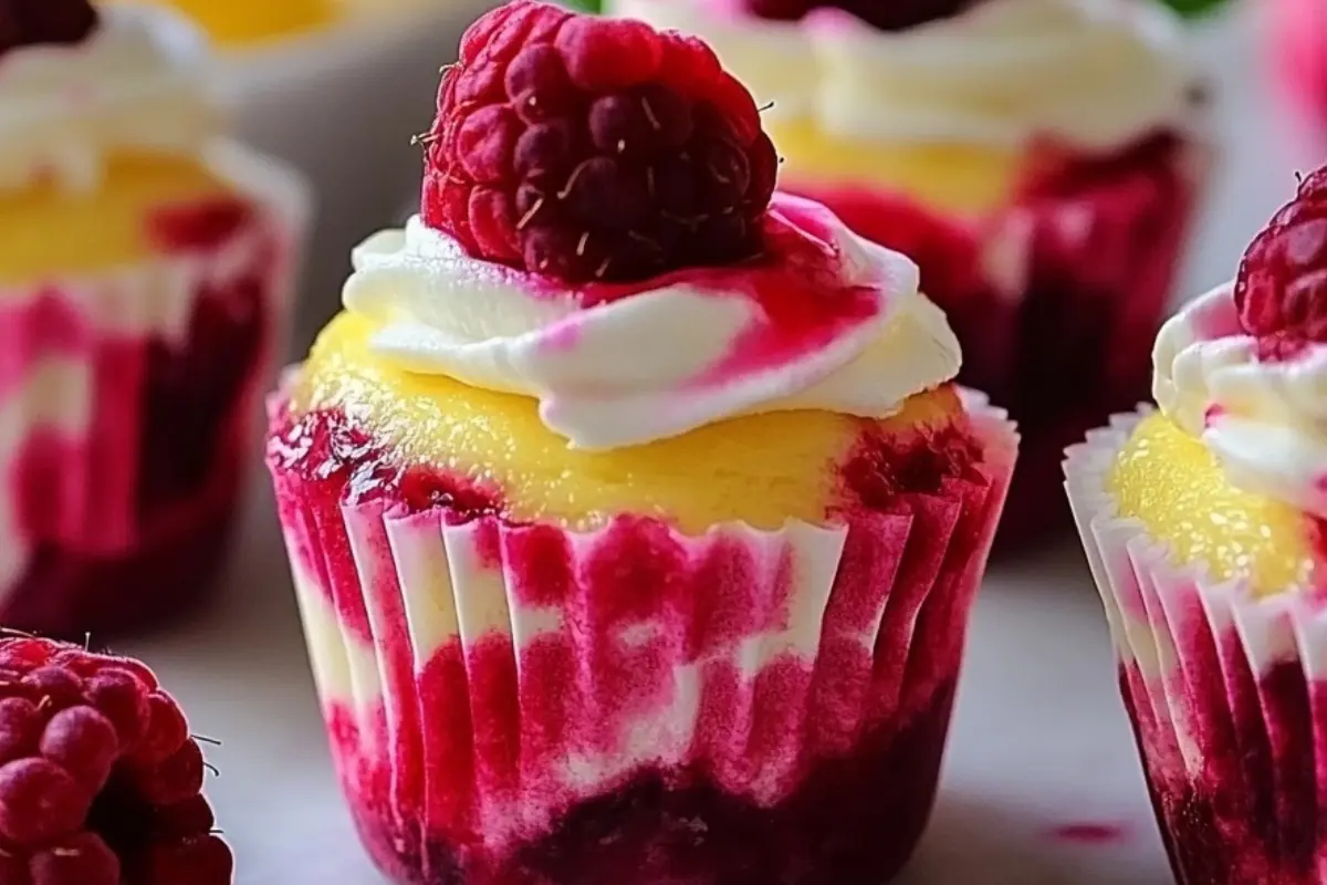 Luscious Lemon Raspberry Swirl Cheesecake Cups