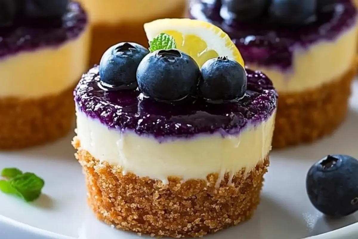 Mini Lemon Blueberry Cheesecakes