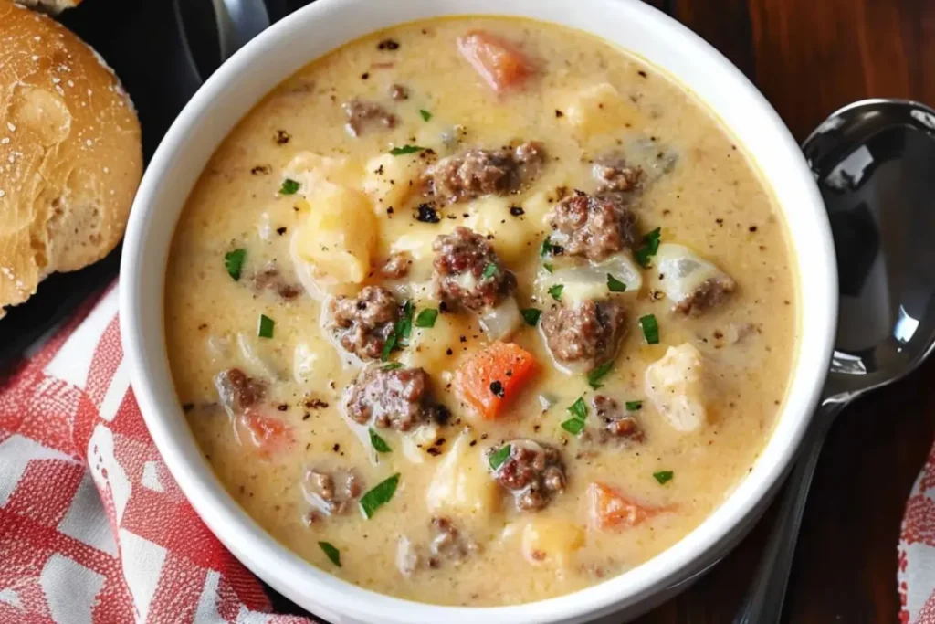 Slow Cooker Cheeseburger Soup