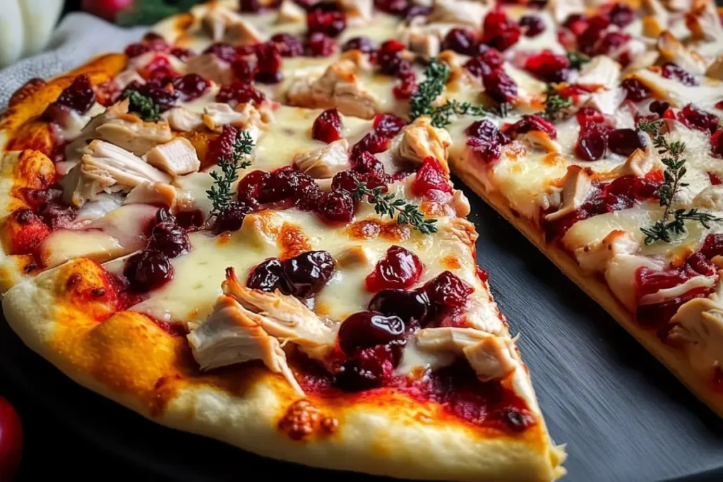 Thanksgiving Leftover Turkey and Cranberry Pizza