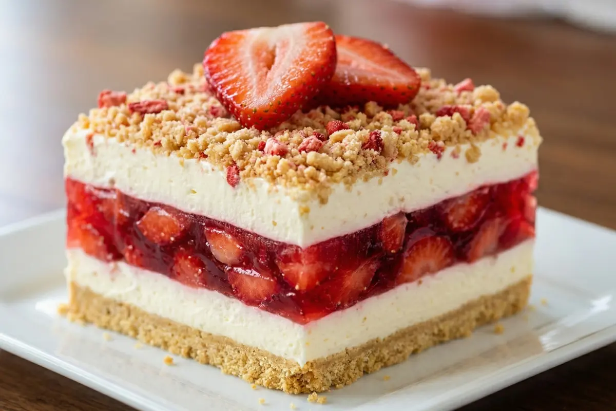 No-bake Strawberry Jello Lasagna