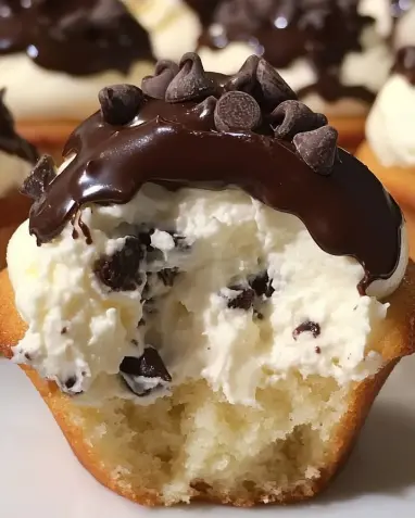 Chocolate-Dipped Cannoli Cupcakes