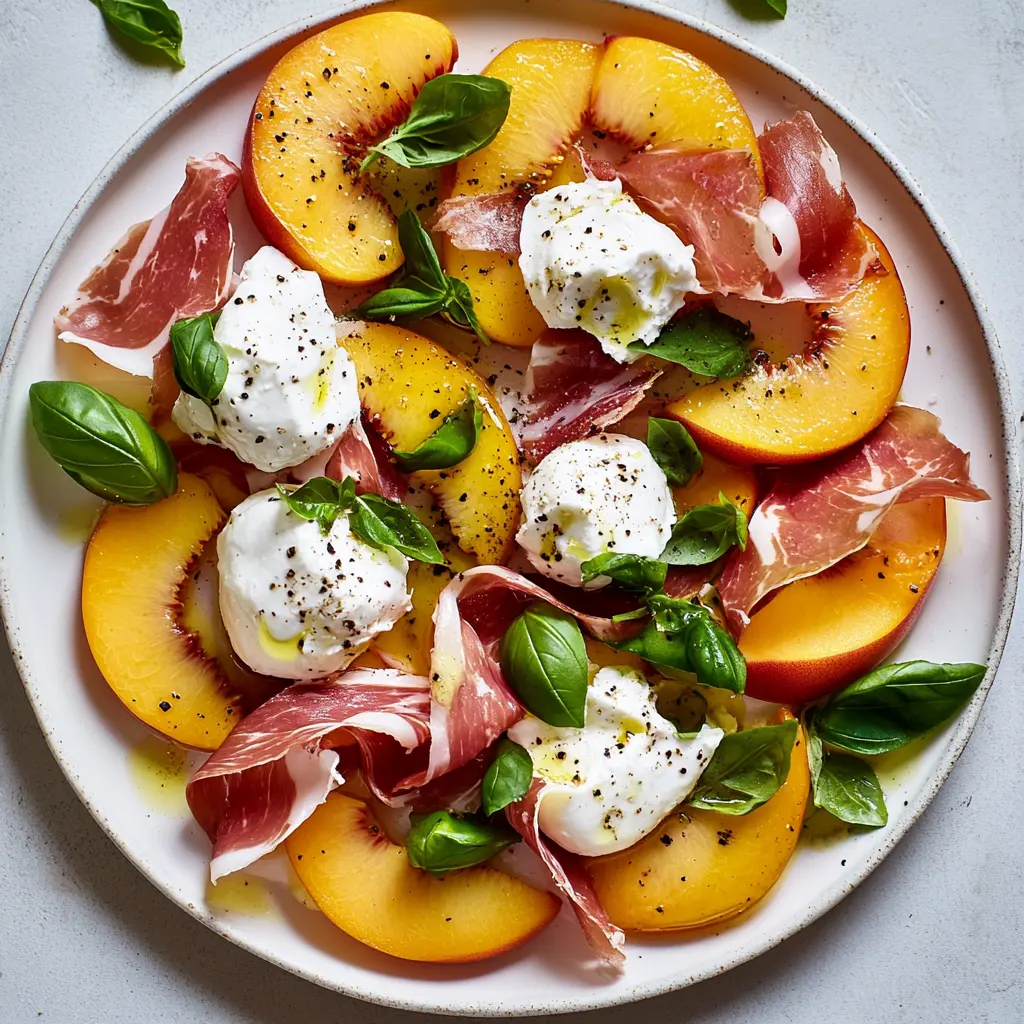 Fresh Peach Burrata Prosciutto Salad Recipe