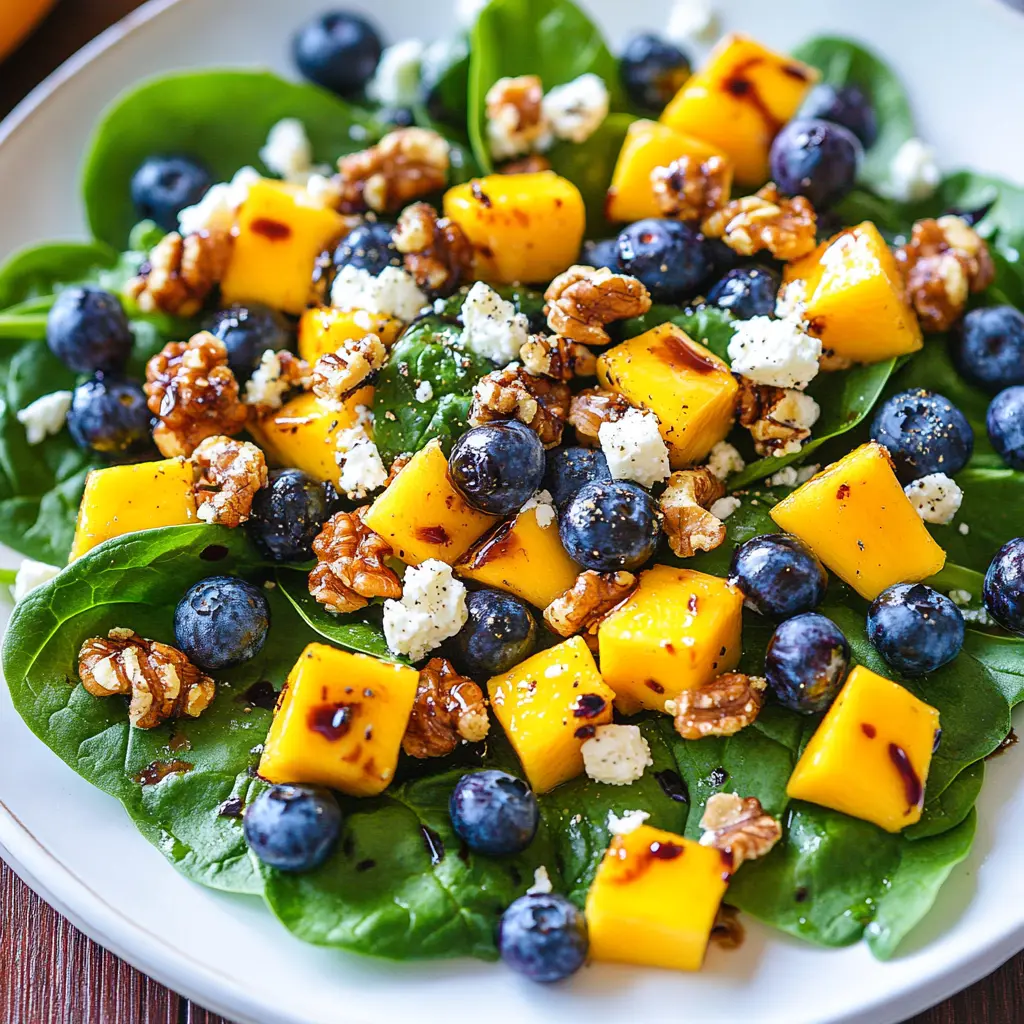Mango Salad with Spinach and Blueberries Recipe