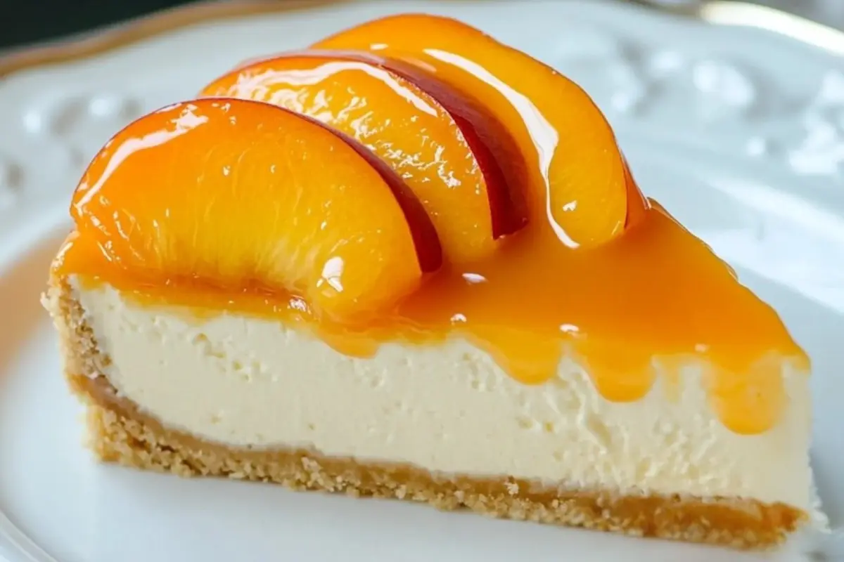 Peach Cheesecake With Glossy Glaze