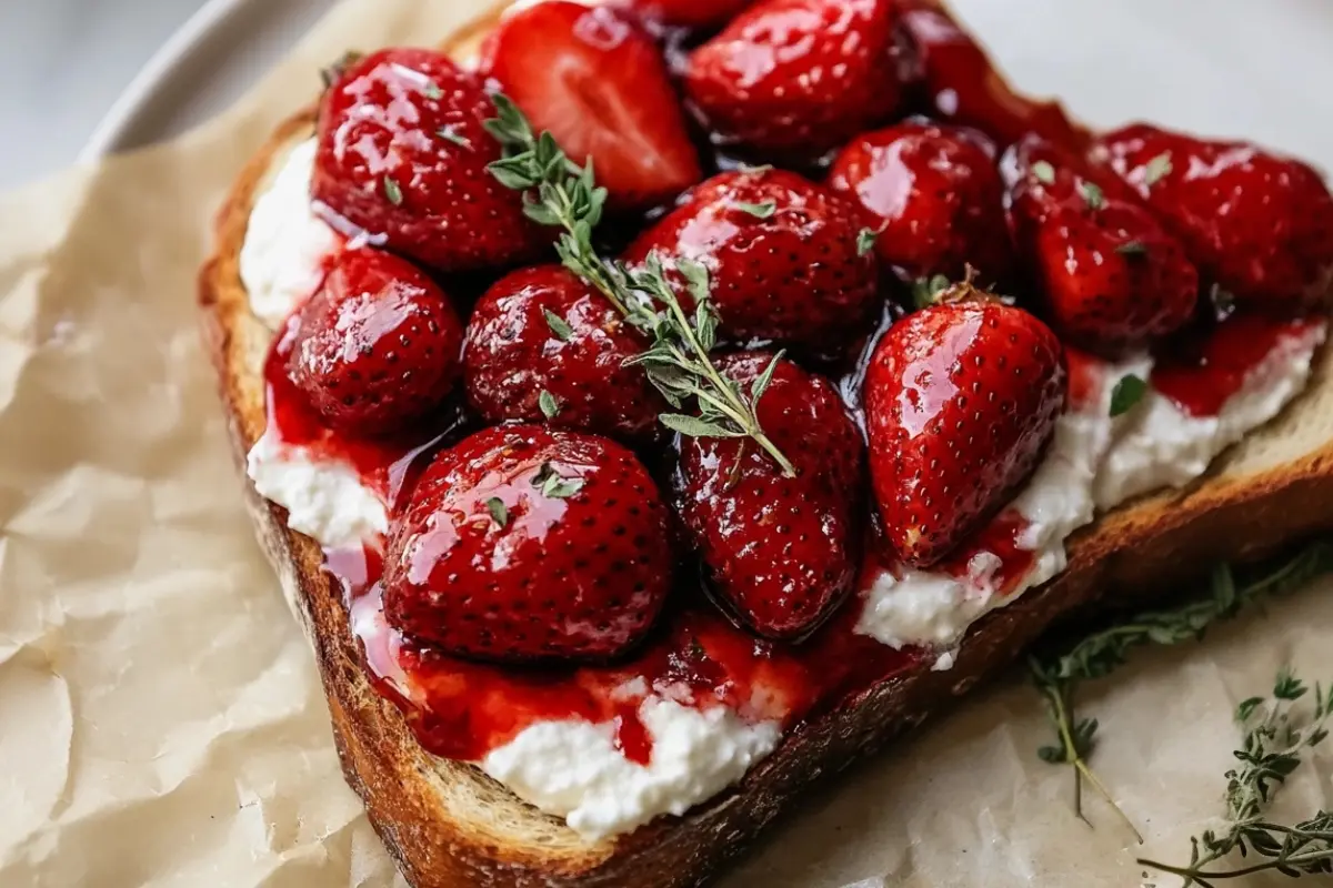 Roasted Strawberry Whipped Ricotta Toast