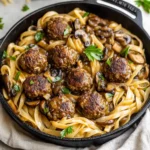 Salisbury Steak Meatball Noodle Skillet recipe