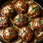 Salisbury Steak Meatballs with Garlic Herb Mashed Potatoes
