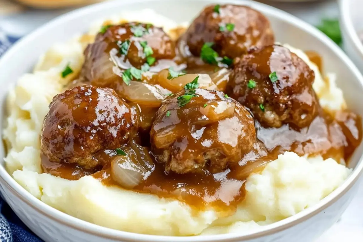 Slow Cooker Salisbury Steak Meatballs