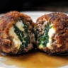 Spinach Garlic Meatballs Stuffed with Mozzarella