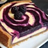 White Chocolate Cheesecake with Blackberry Swirl