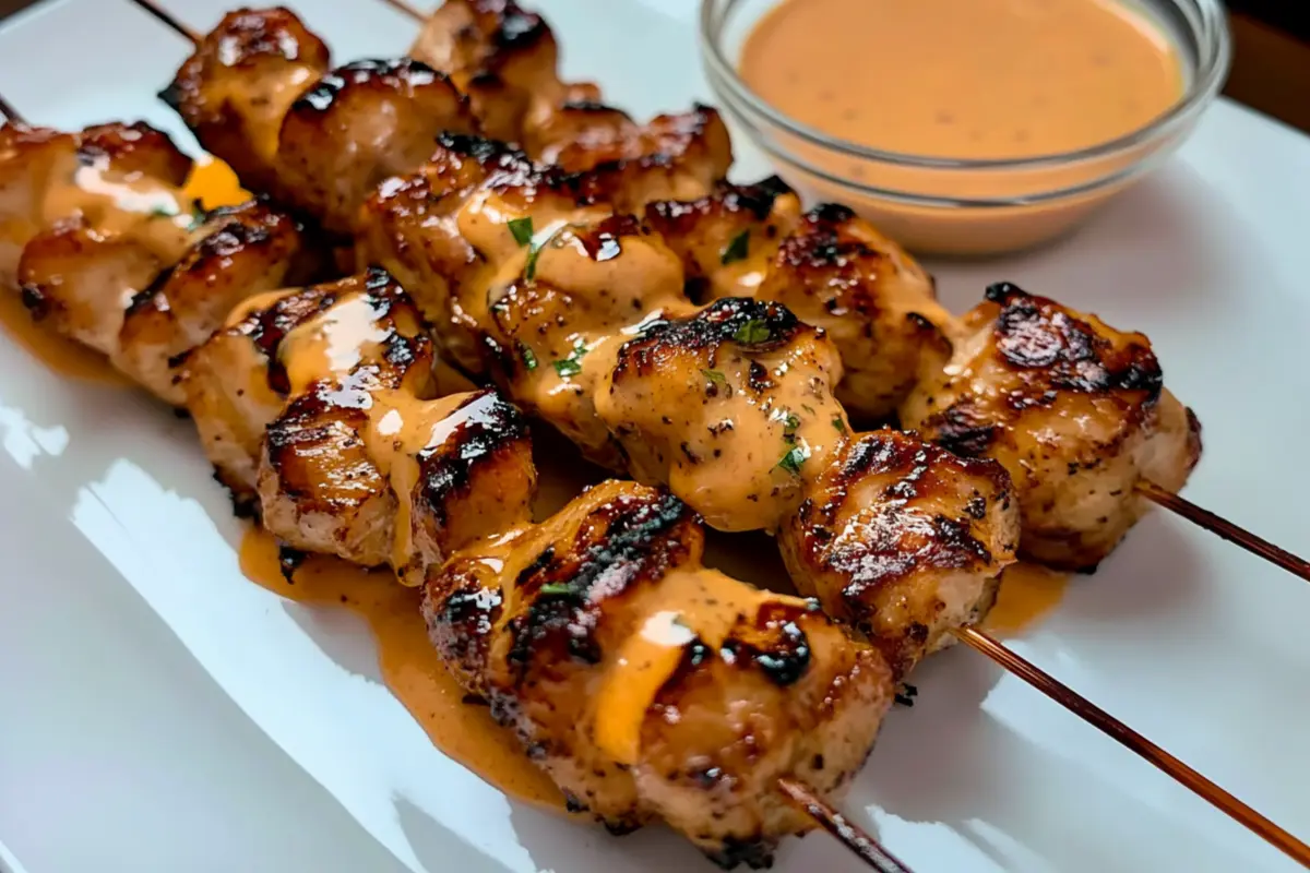 Air Fryer Bang Bang Chicken Skewers
