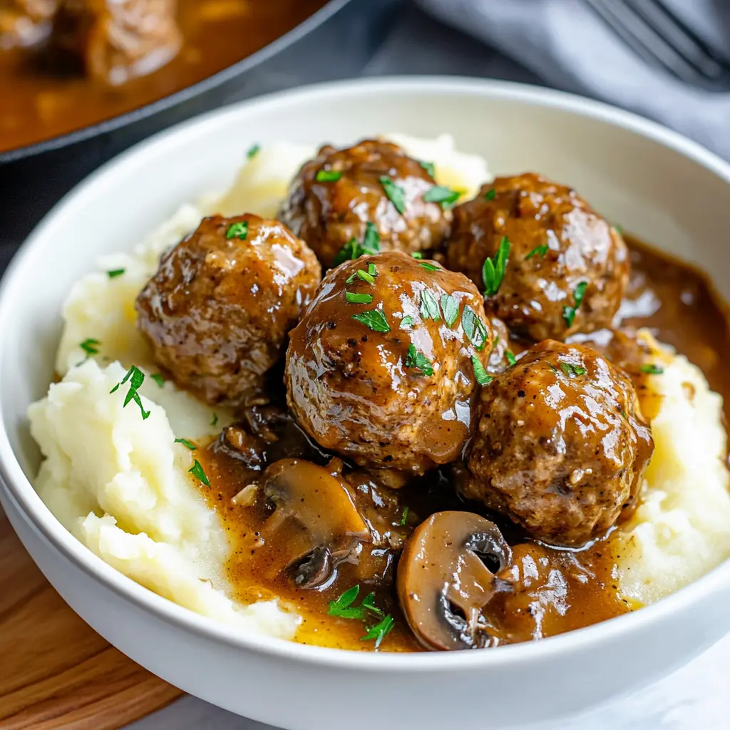 Instant Pot Salisbury Steak Meatballs recipe with Mushroom Gravy