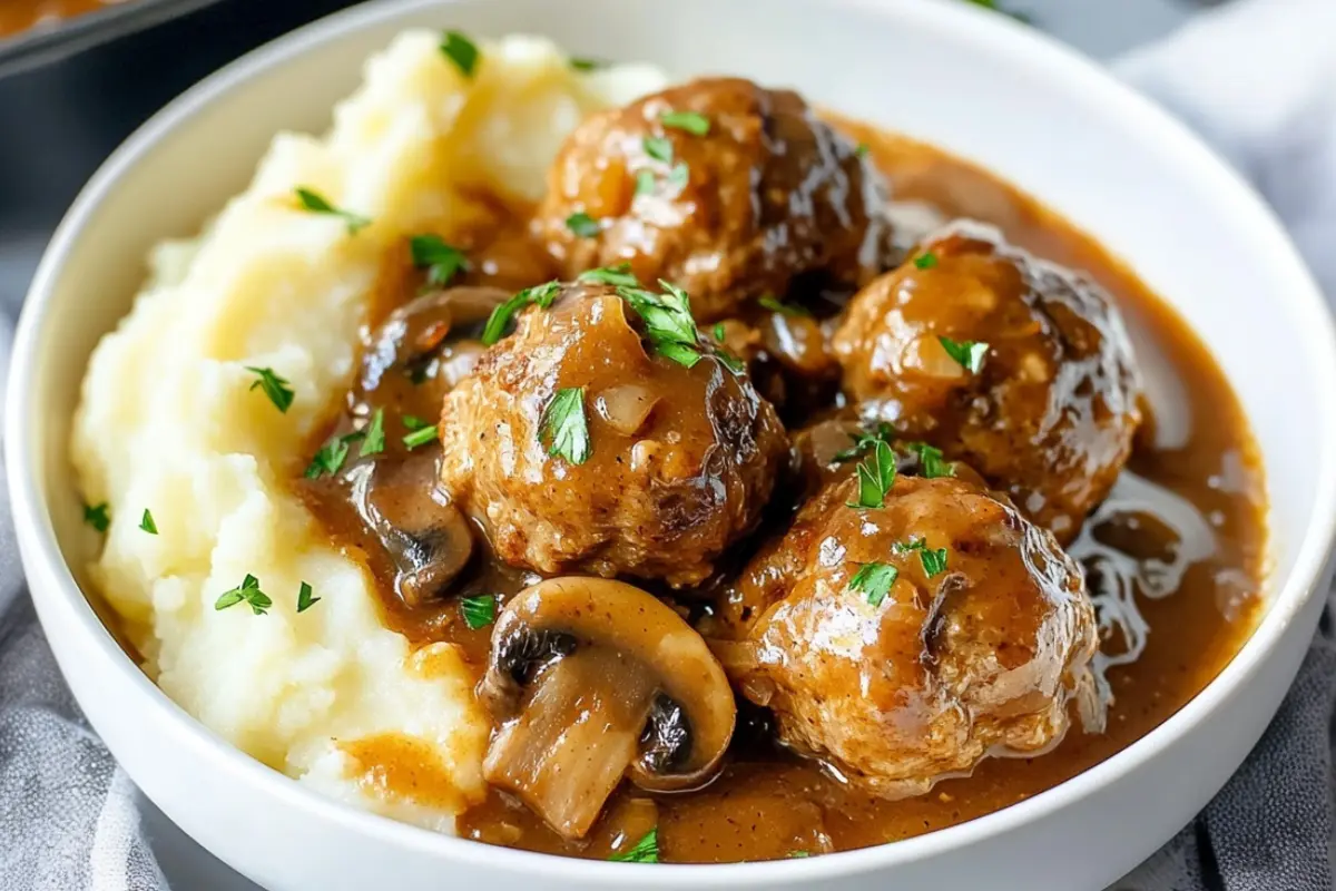 Instant Pot Salisbury Steak Meatballs with Mushroom Gravy