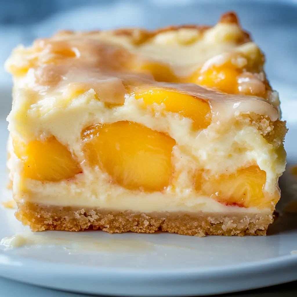 Peaches and Cream Cheesecake Bars Recipe