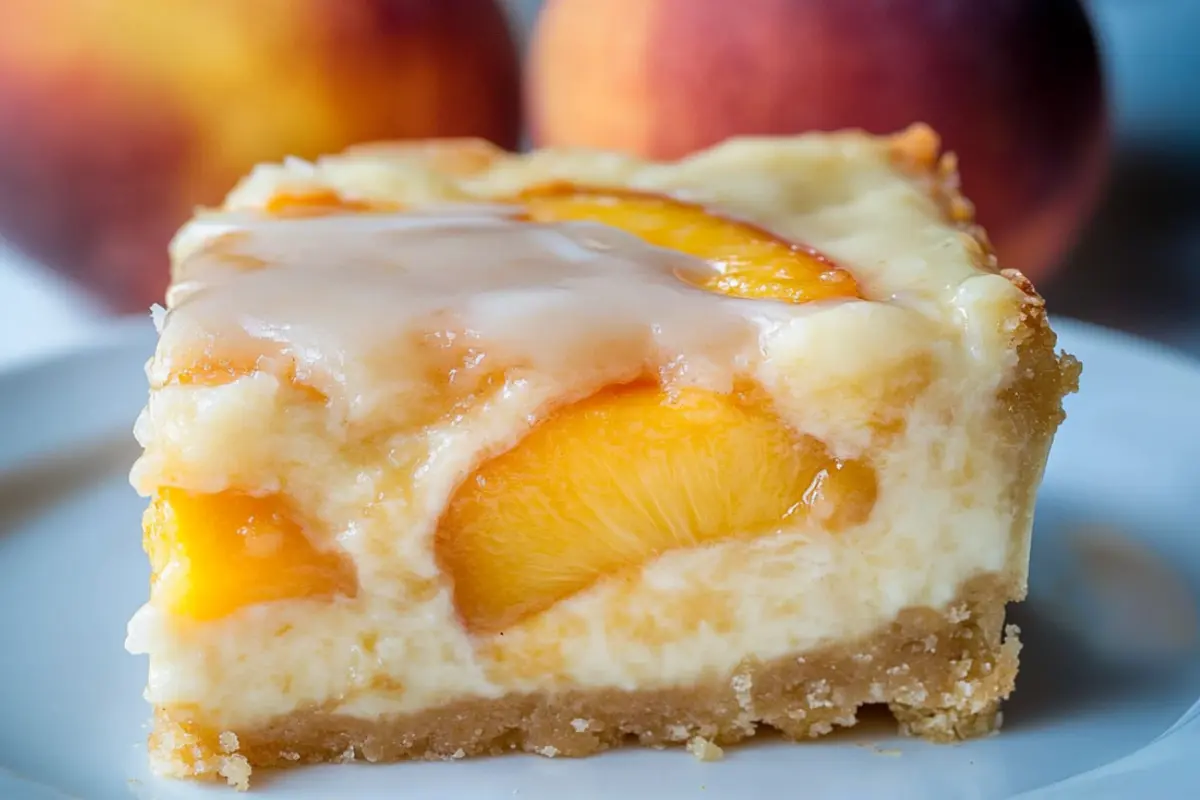 Peaches and Cream Cheesecake Bars