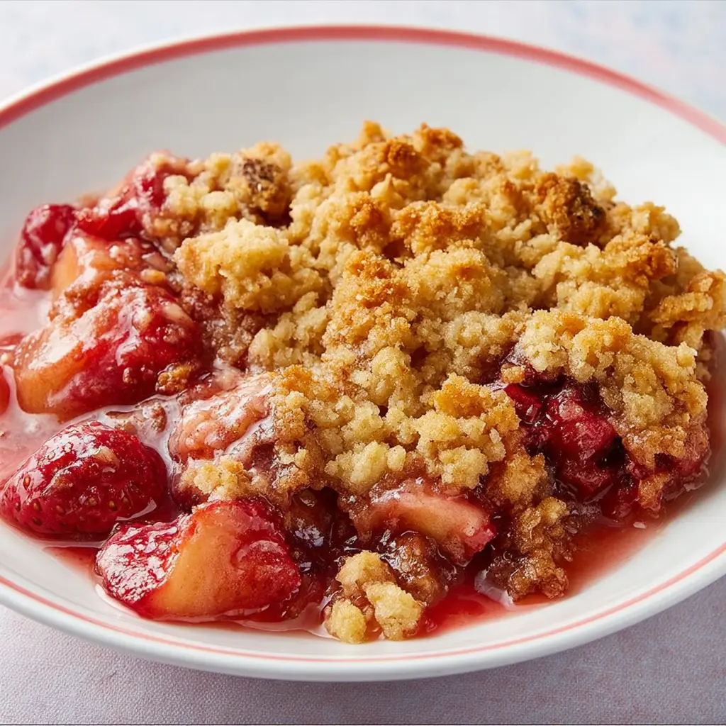 Rhubarb Crisp Recipe with Strawberry Ice Cream