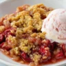 Rhubarb Crisp with Strawberry Ice Cream