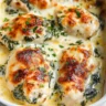 Spinach Chicken Casserole with Cream Cheese and Mozzarella