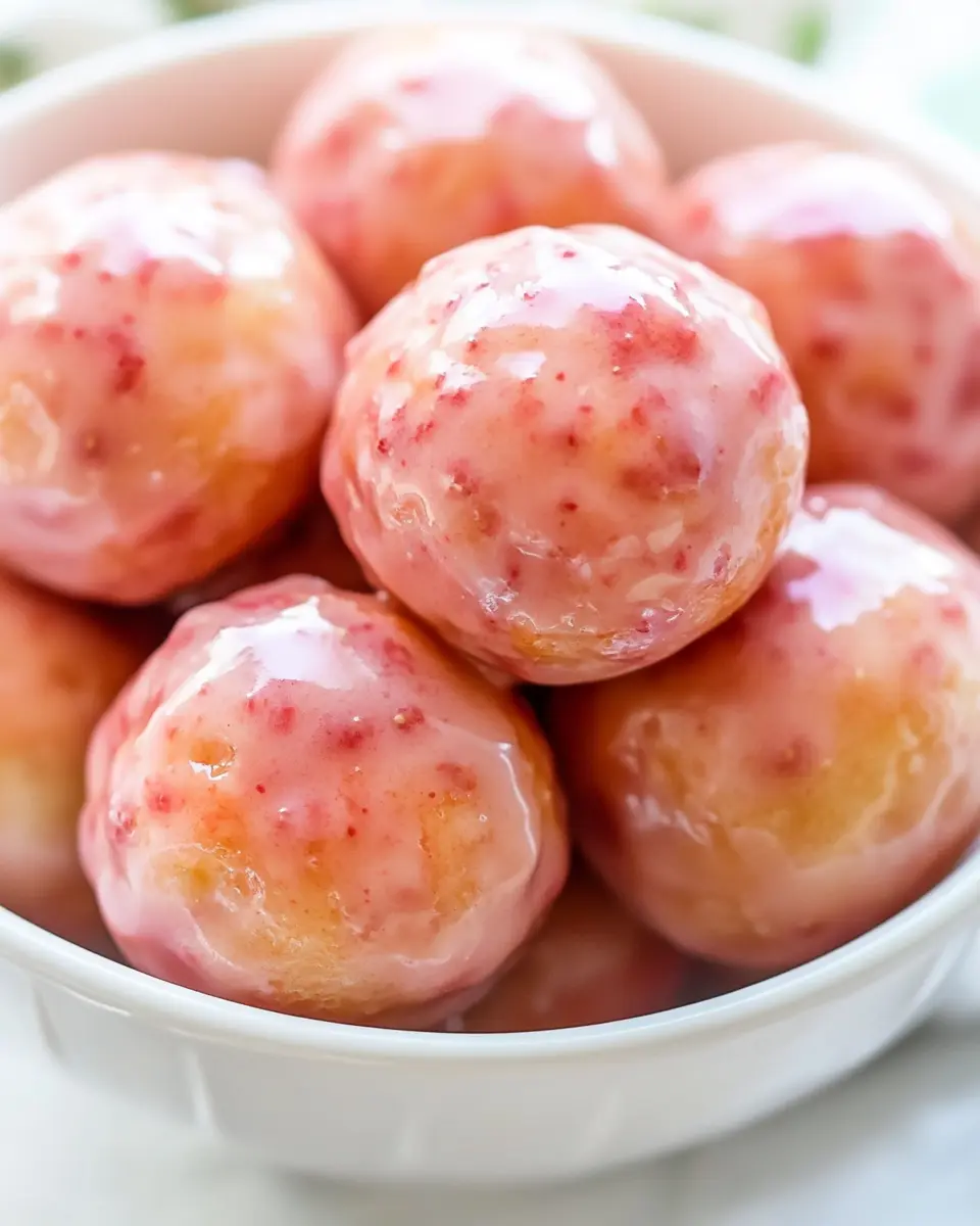 Strawberry Glazed Baked Donut Holes Recipe