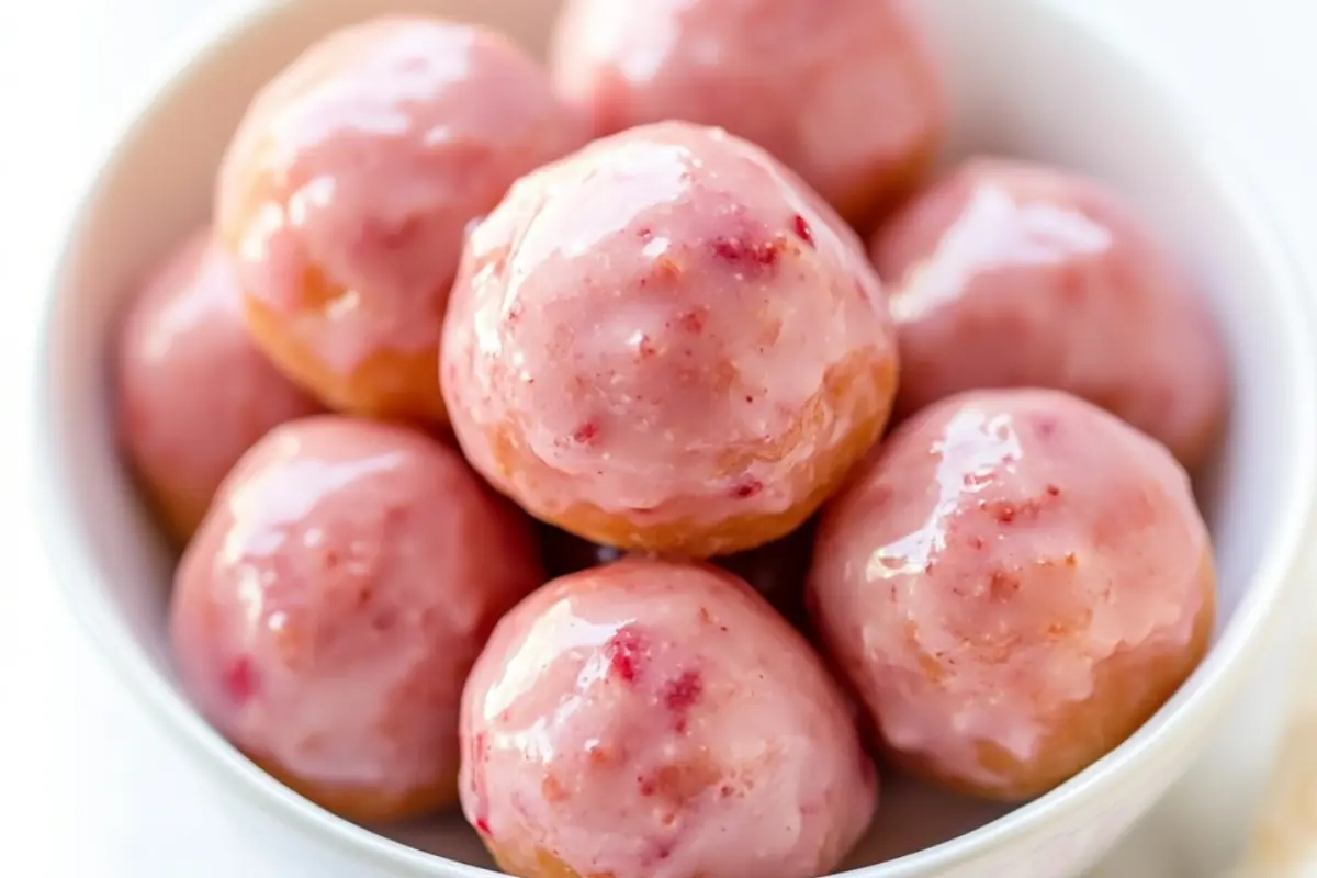 Strawberry Glazed Baked Donut Holes