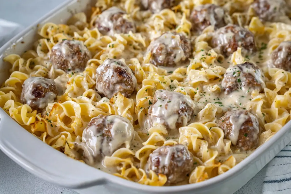 Swedish Meatball Noodle Bake