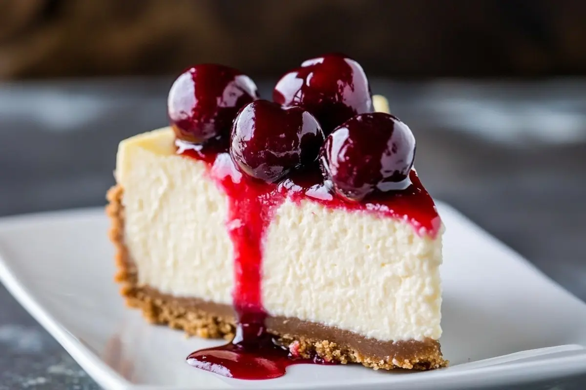 Classic Cheesecake with Cherry Sauce
