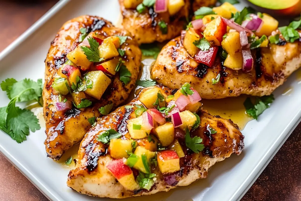 Grilled Hot Honey Chicken with Fresh Peach Salsa