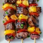 Hawaiian grilled beef skewers