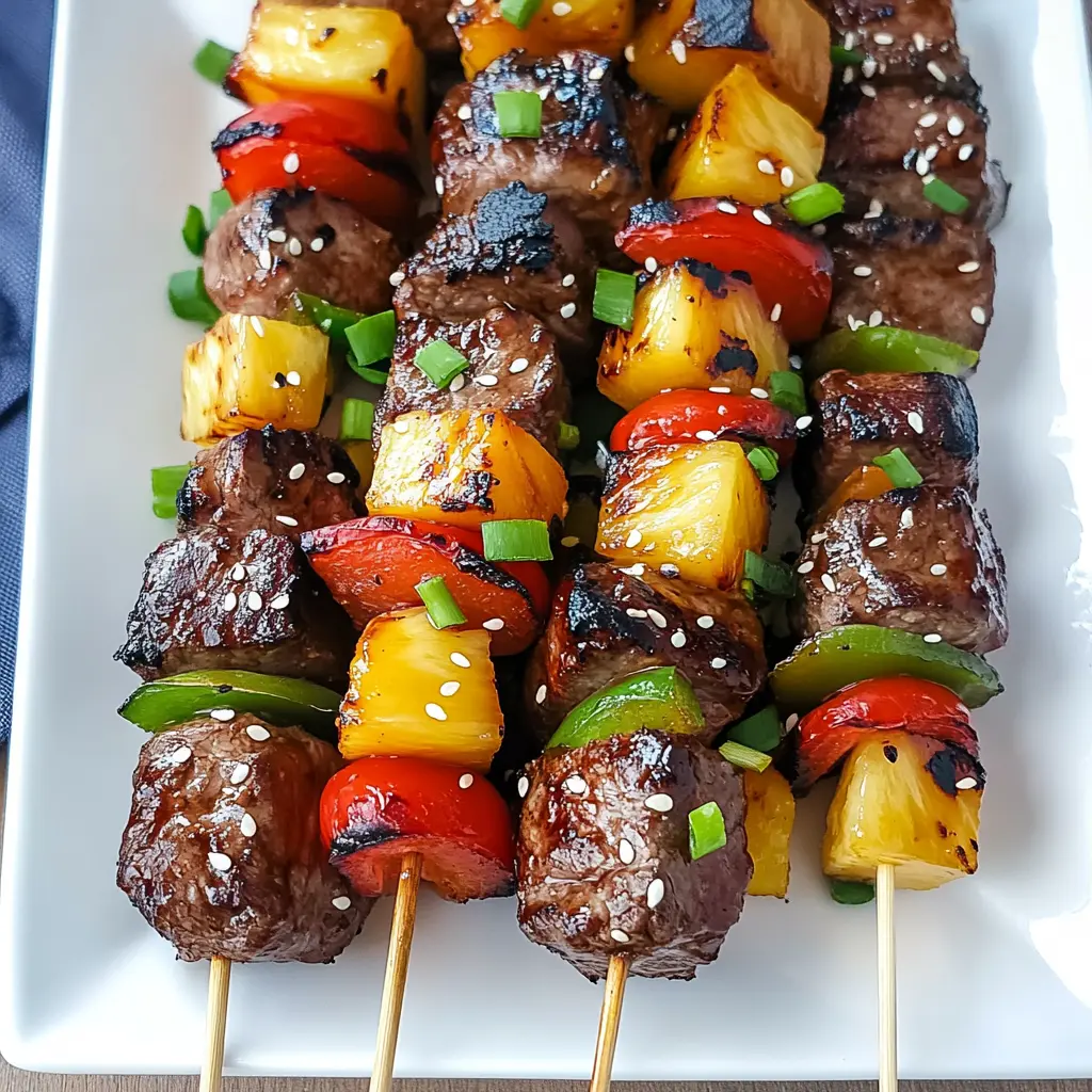 Hawaiian grilled beef skewers Recipe