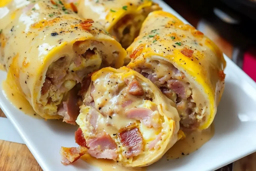 High-Protein Sausage Gravy Breakfast Roll-Ups