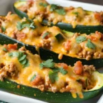 Low Carb Taco Stuffed Zucchini Boats